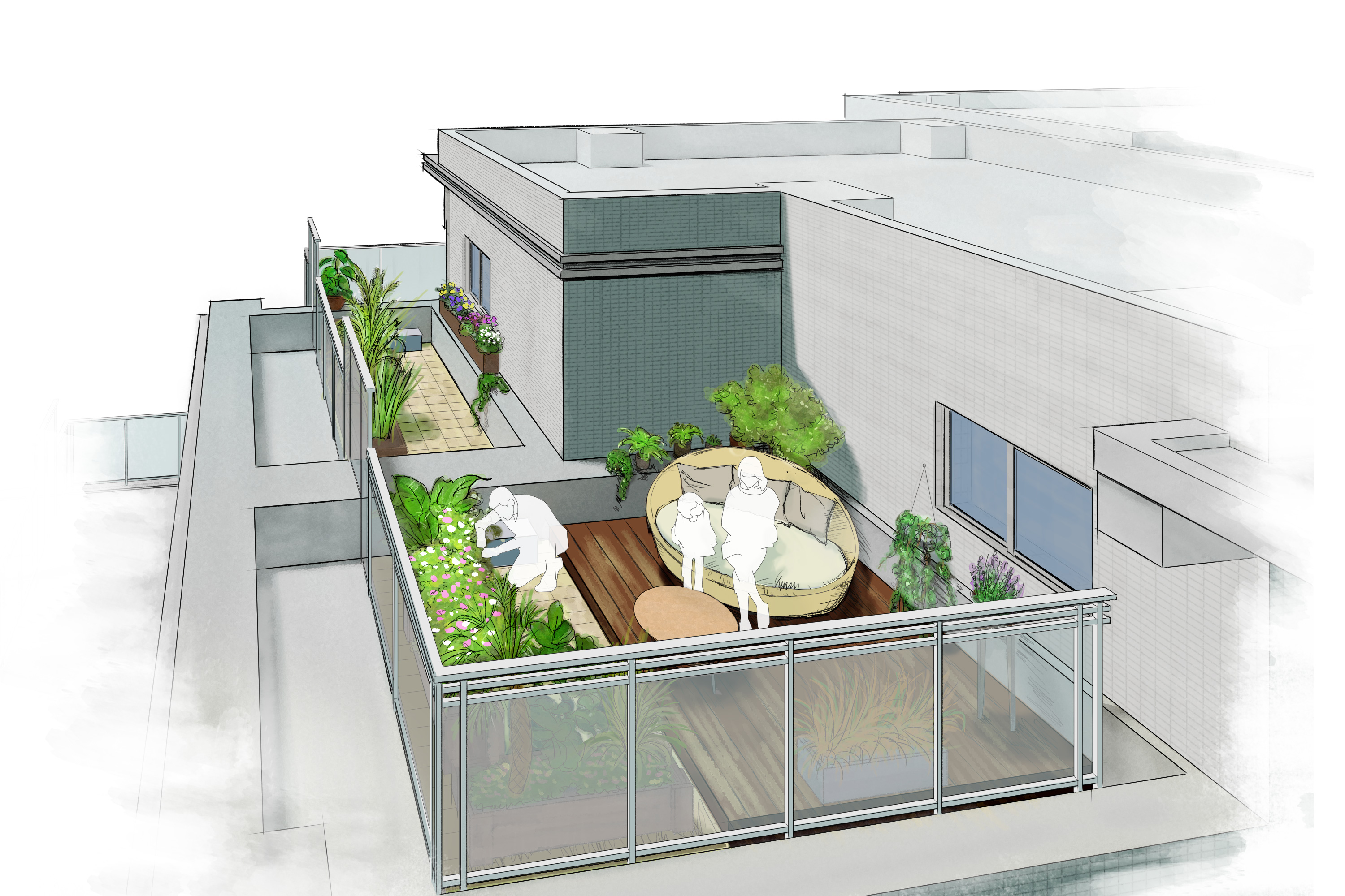 ルーフバルコニー完成予想イラスト図