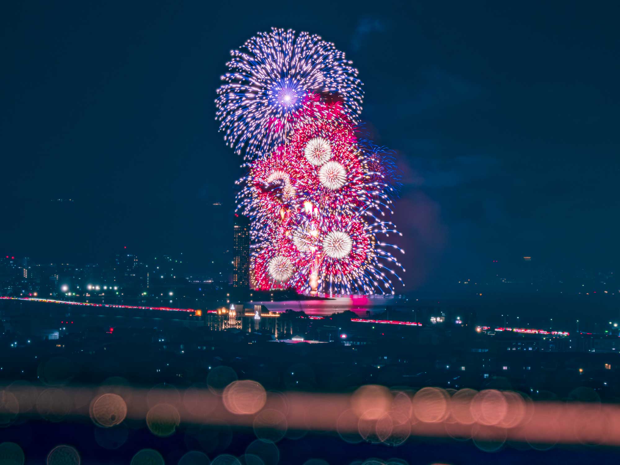 「びわ湖花火大会」現地からの眺望